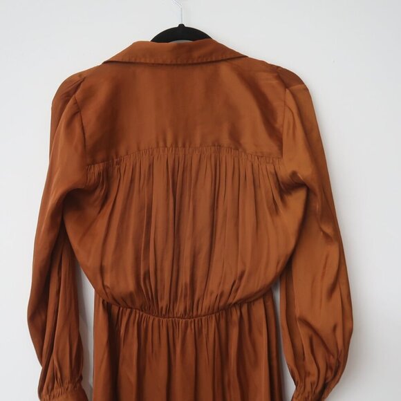 Brochu Walker Madsen Midi Shirt Dress Satin Turmeric Size XS - Picture 7 of 12